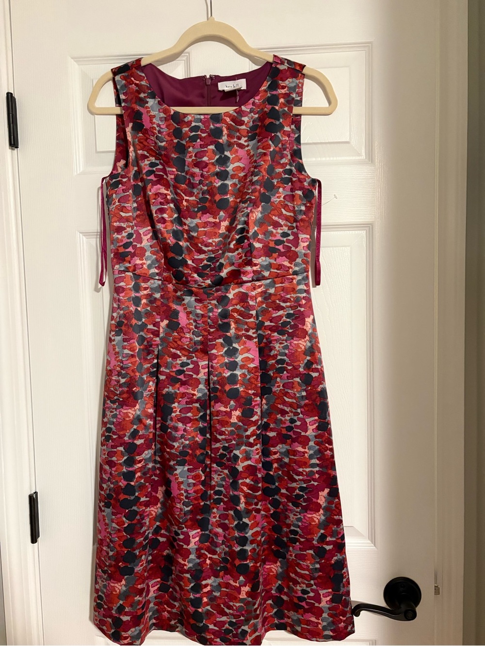 Sleeveless Red Floral Satin Dress